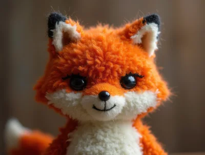 Close Up Of A Cute Plush Fox Toy