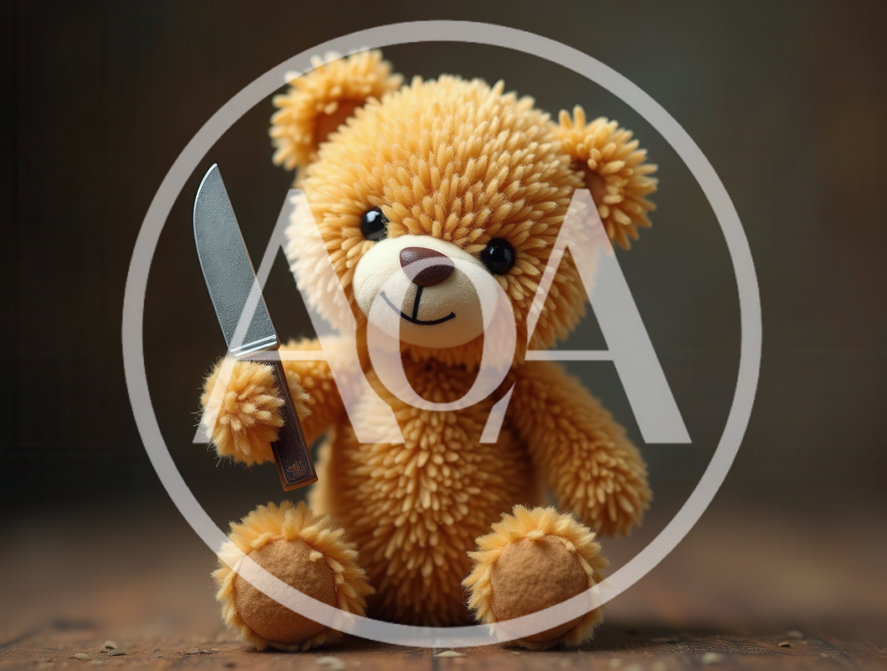 Cute Teddy Bear Holding A Kitchen Knife