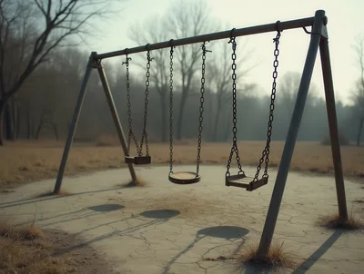 Empty Swingset in a Desolate Autumn Park