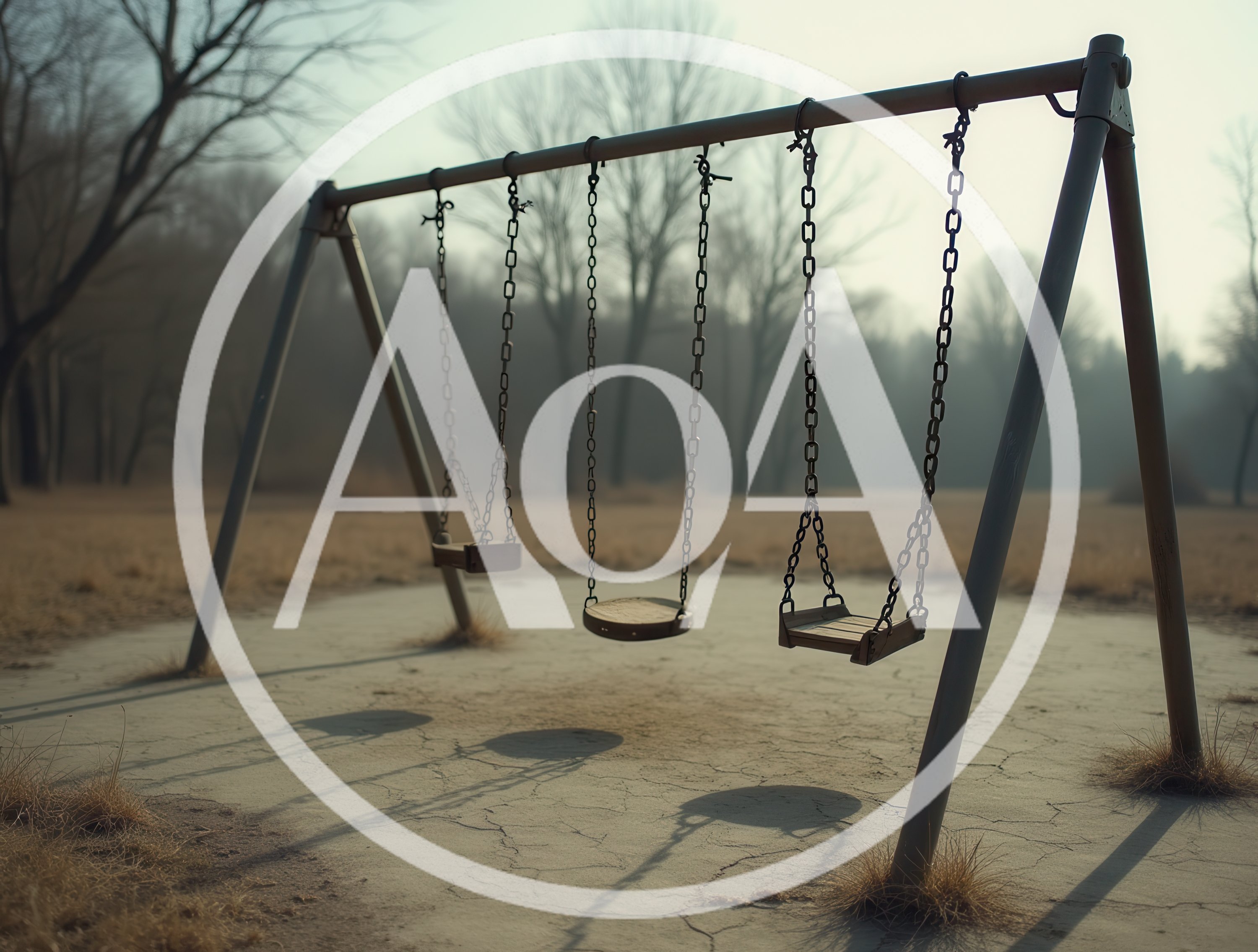 Empty Swingset in a Desolate Autumn Park