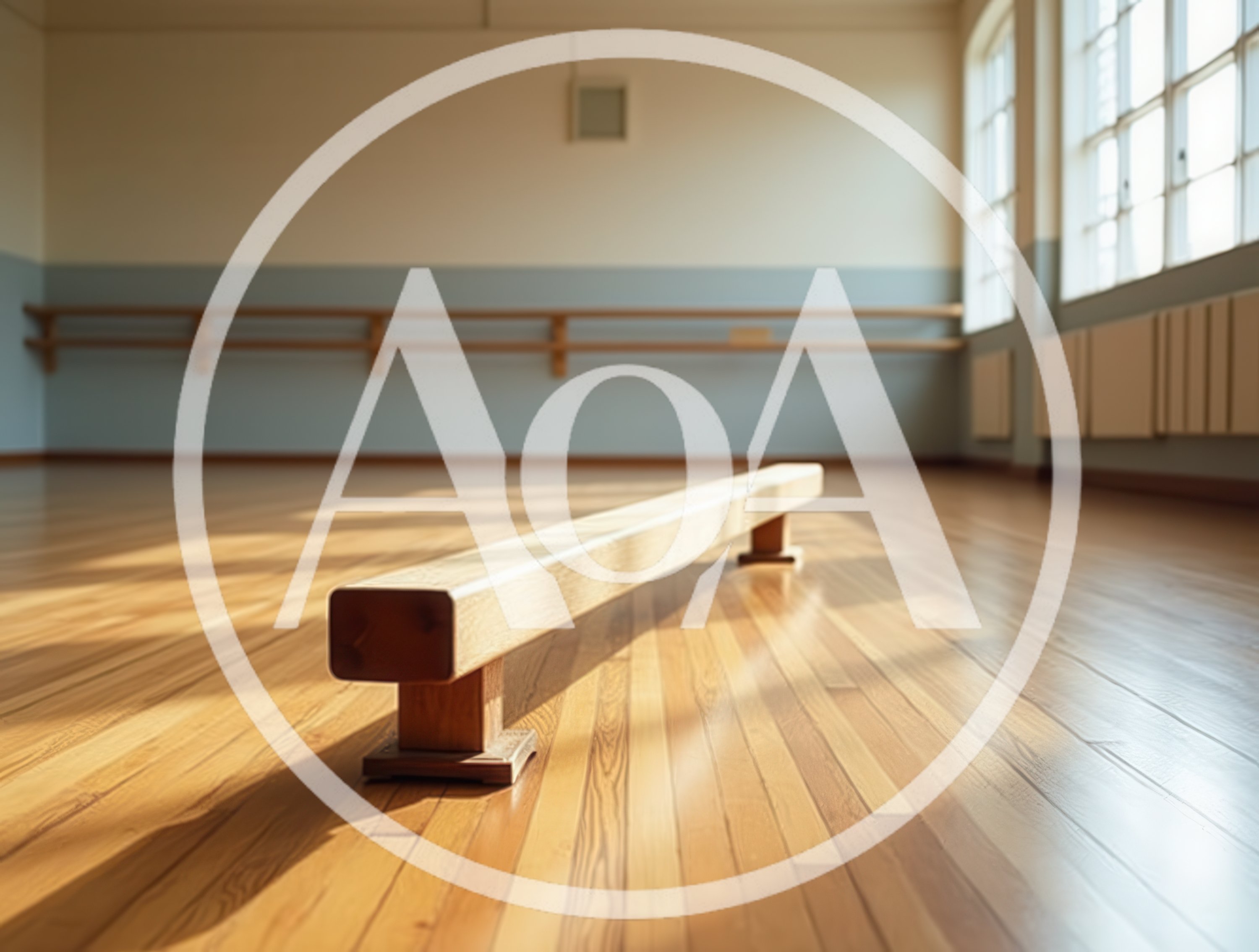 Wooden Balance Beam in Empty Dance Studio