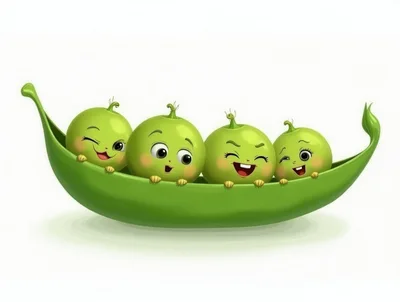 Cute Cartoon Peas In A Pod Character Illustration
