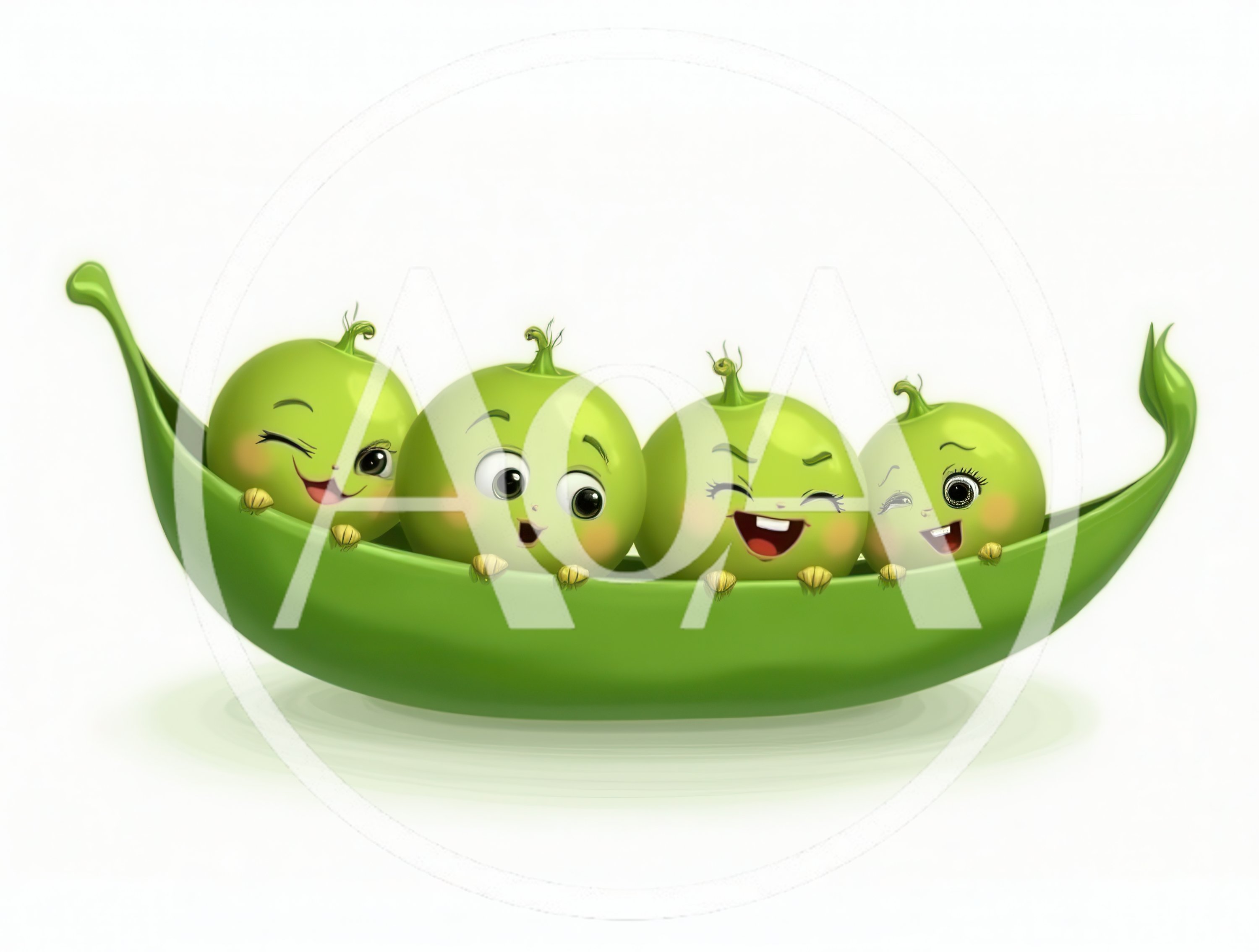 Cute Cartoon Peas In A Pod Character Illustration