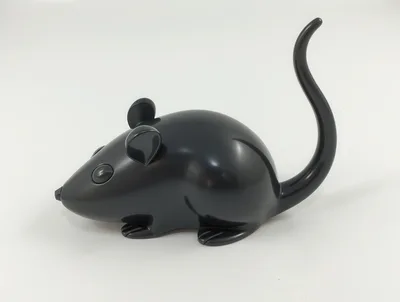 Black Plastic Mouse Figurine On White Background