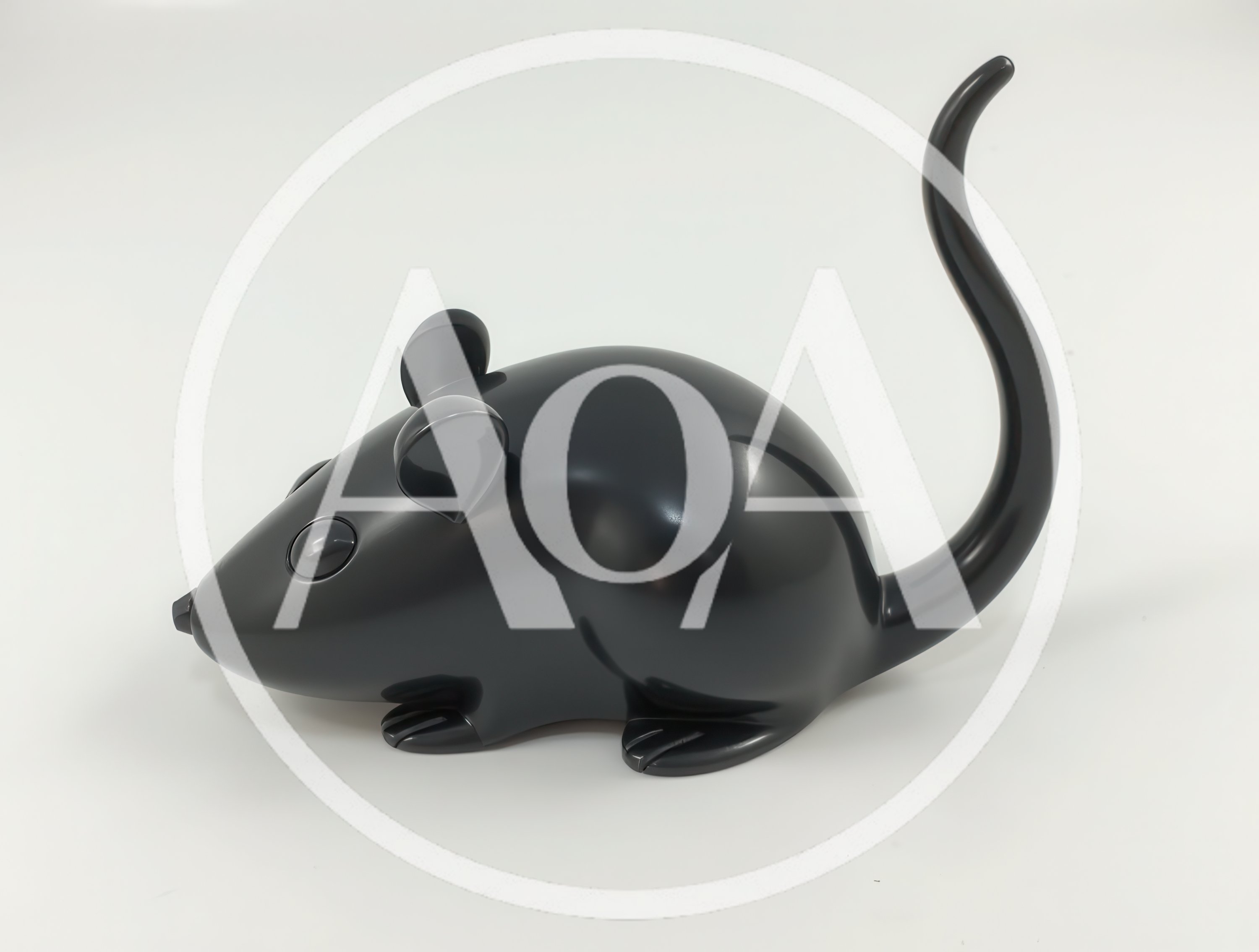 Black Plastic Mouse Figurine On White Background