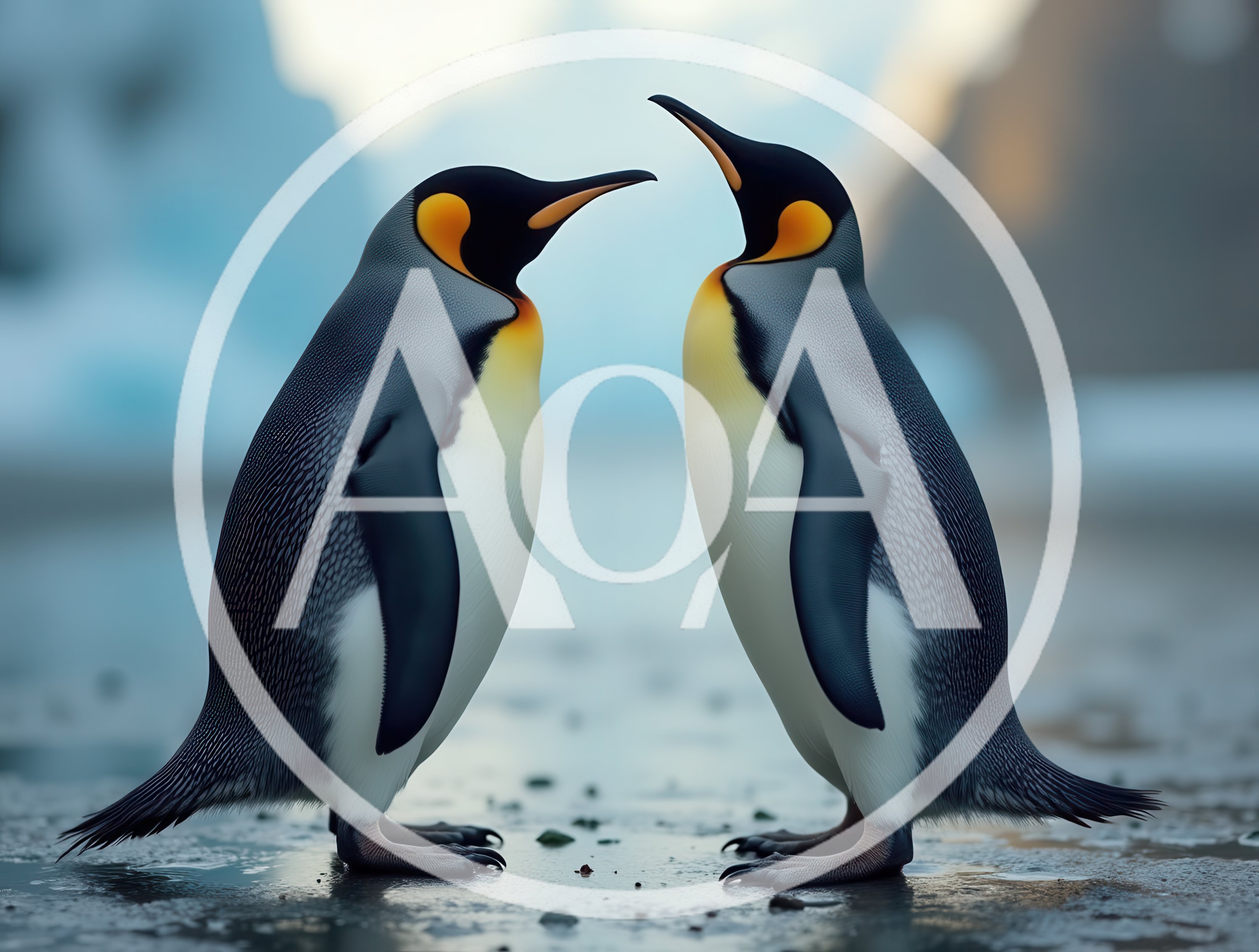 Two King Penguins Standing Face To Face