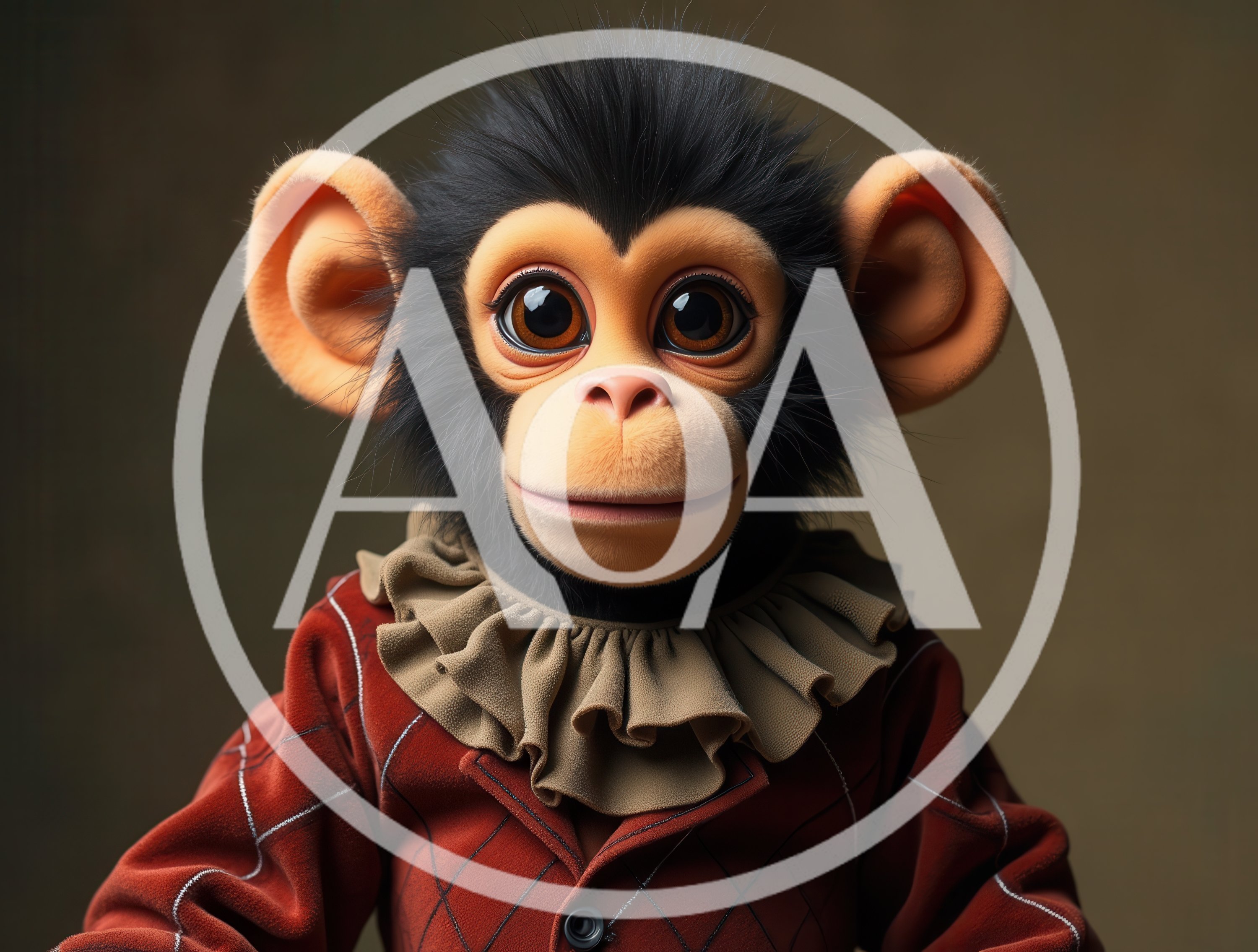 Portrait Of A Cute Monkey In A Vintage Suit