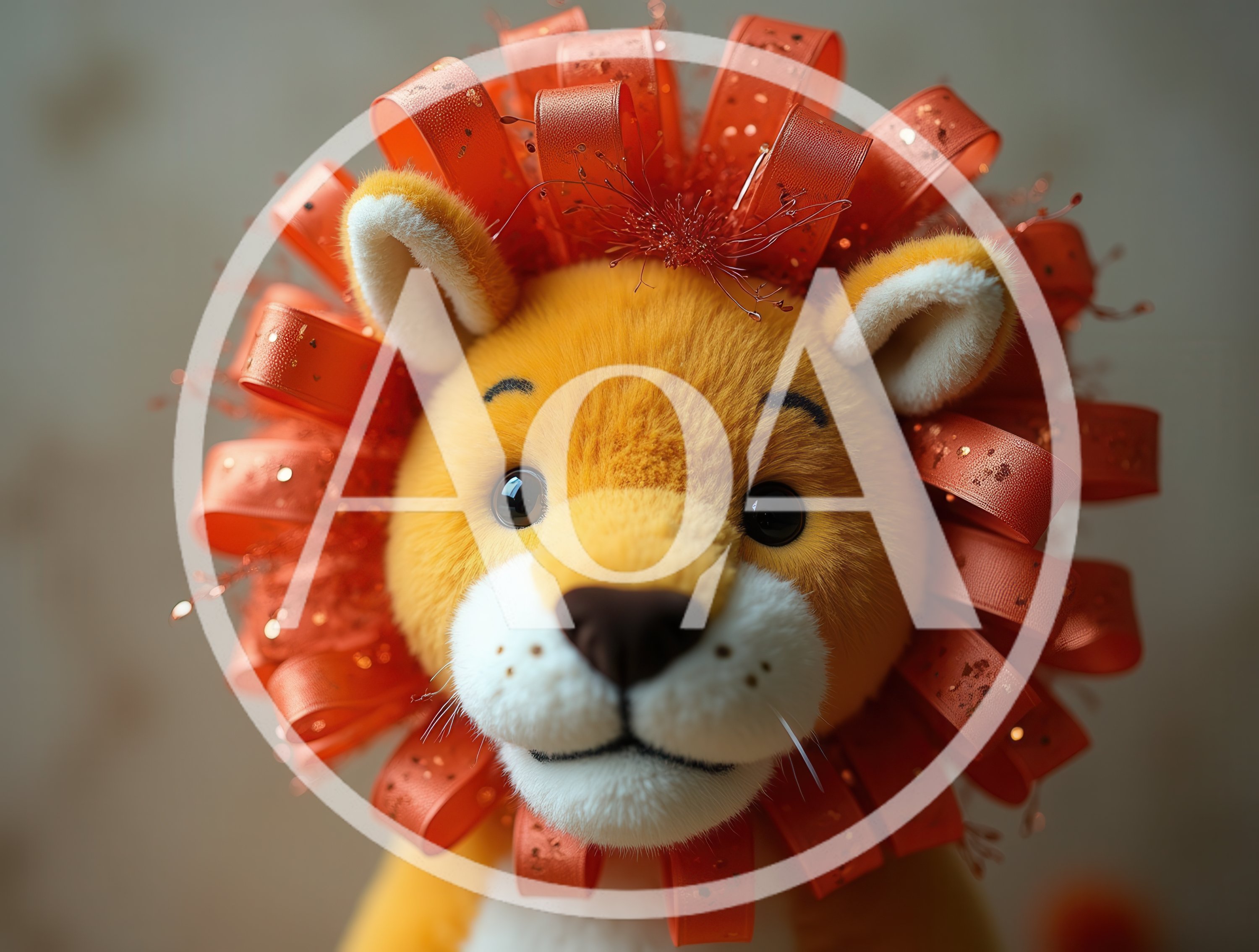 Cute Plush Lion Toy With Ribbon Mane