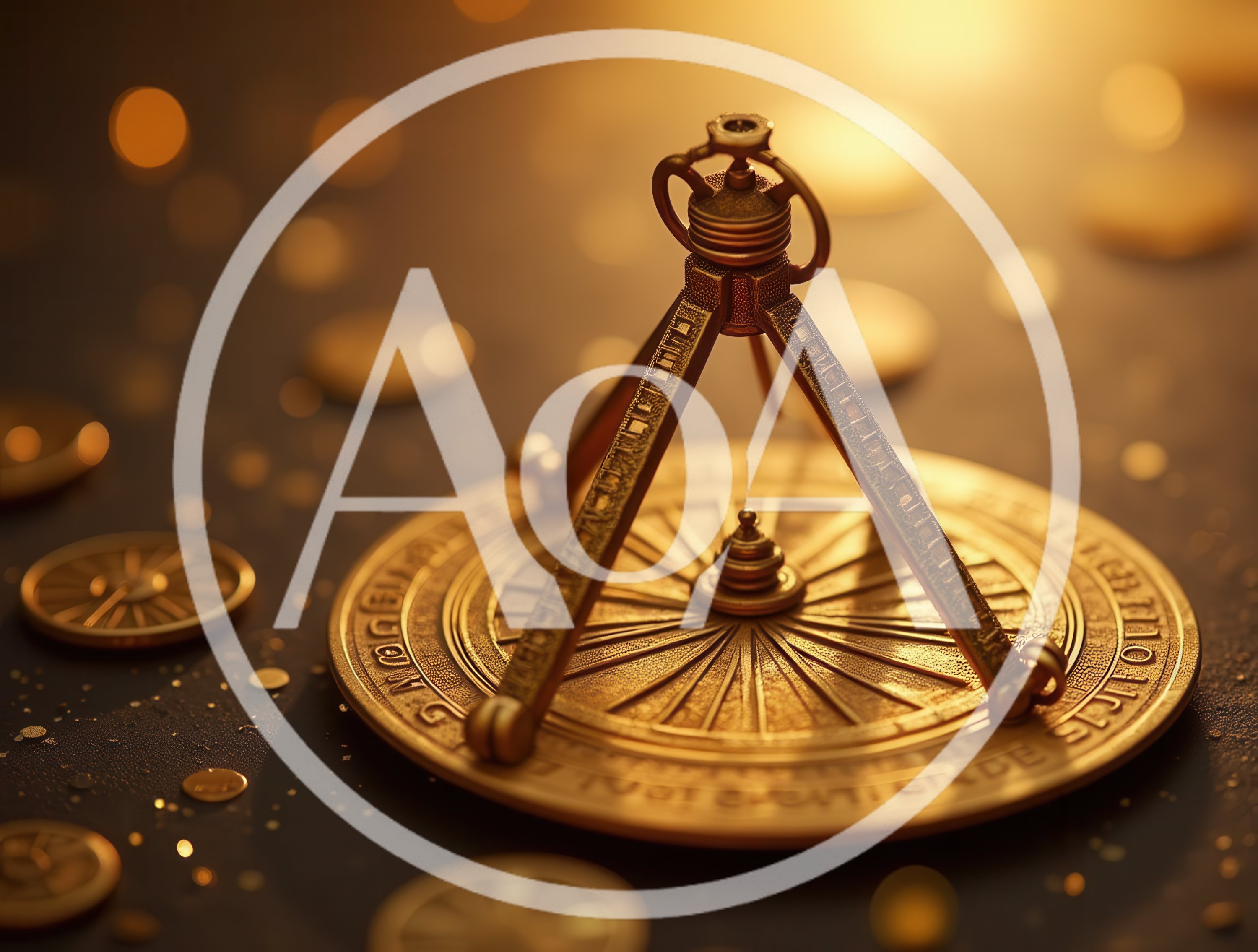 Golden Astrolabe Instrument on Dark Textured Surface