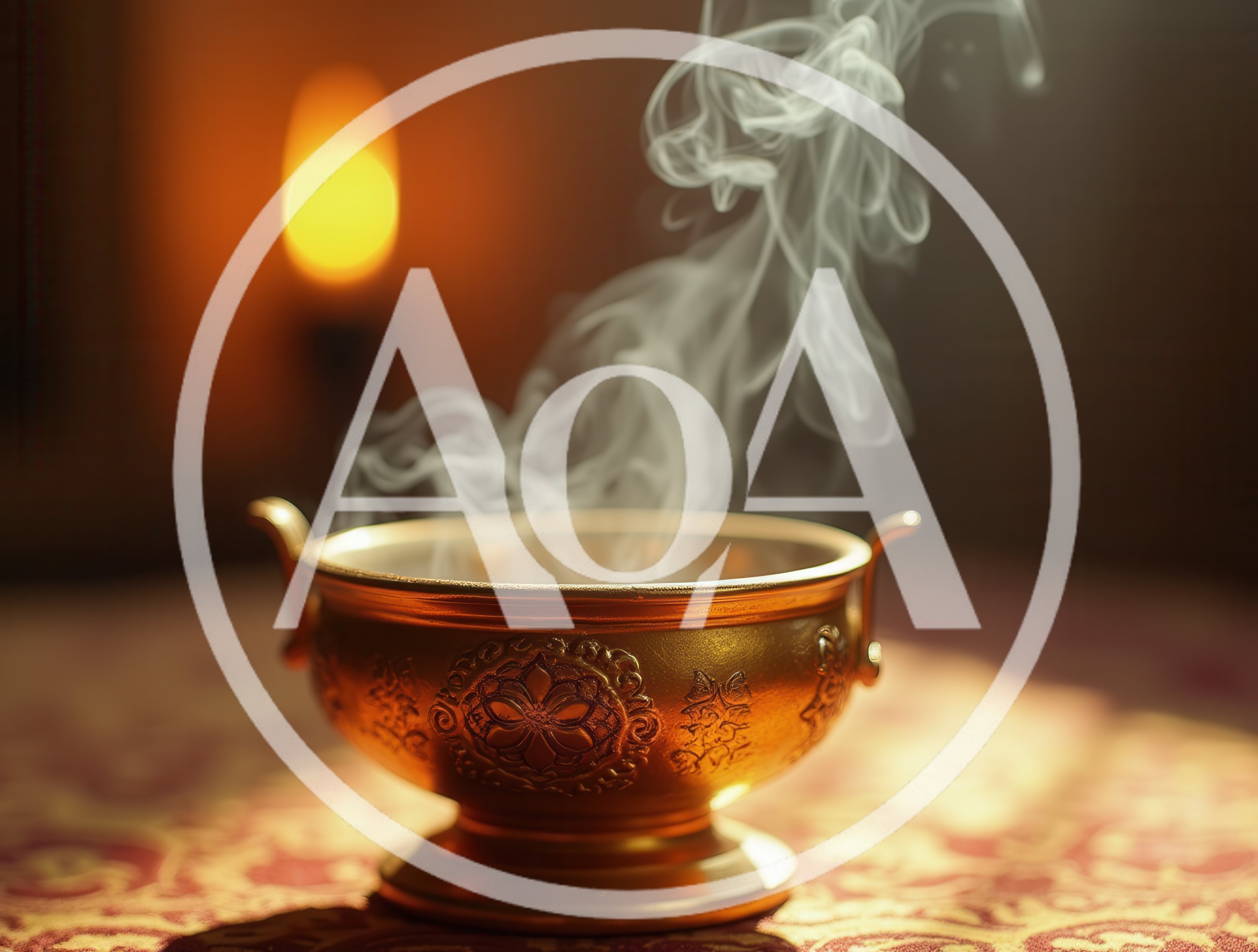 Golden Incense Burner With Rising Smoke