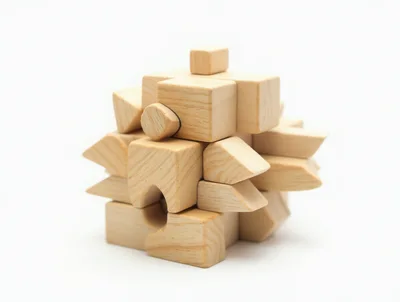 Wooden Hedgehog Puzzle Toy on White Background