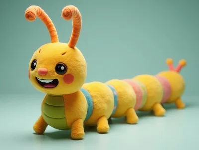 Cute Yellow Caterpillar Plush Toy