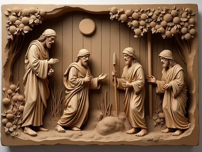 Bas Relief Sculpture Of Four Biblical Figures