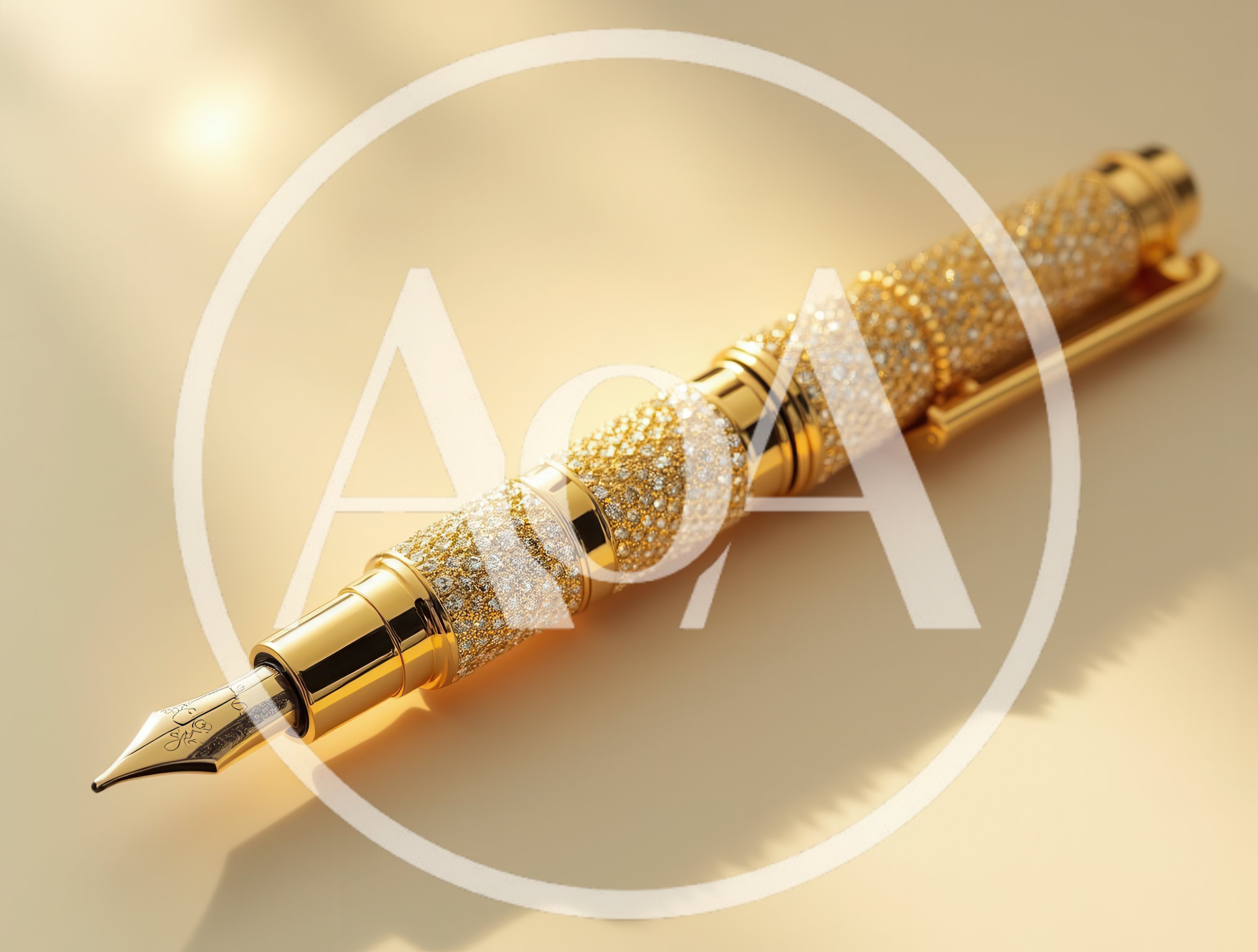 Luxury Gold Fountain Pen Encrusted With Diamonds