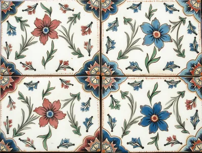 Decorative Ceramic Tiles With Floral Pattern
