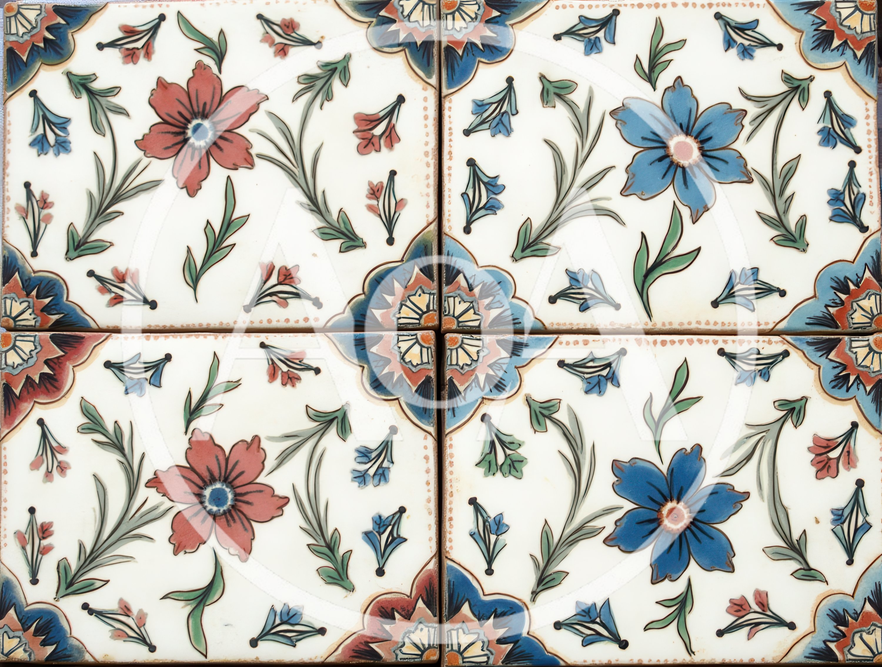 Decorative Ceramic Tiles With Floral Pattern