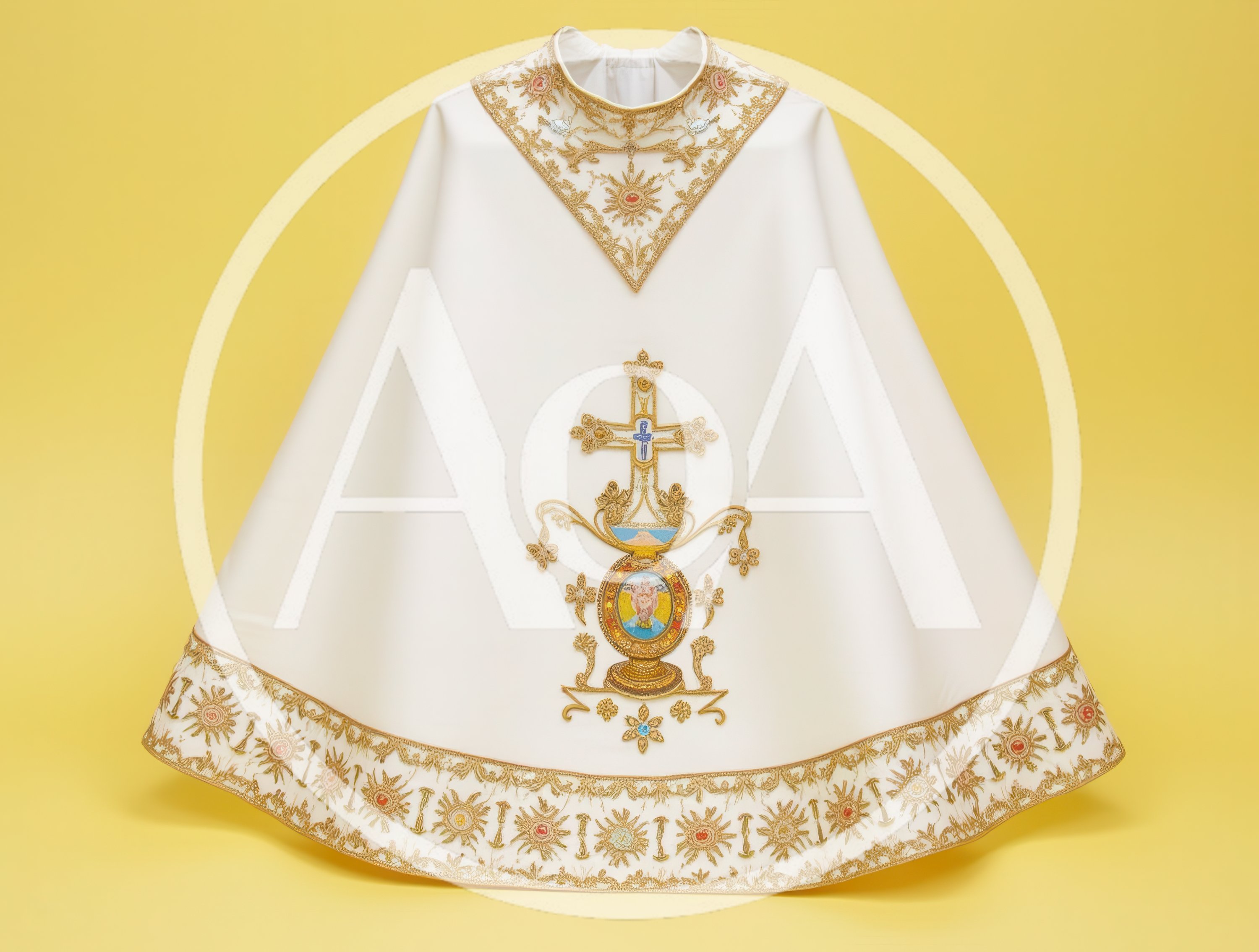 Ornate White Catholic Liturgical Cope Vestment