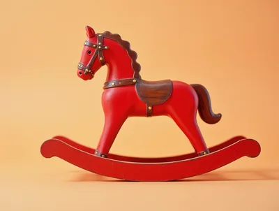 Red Wooden Rocking Horse Toy