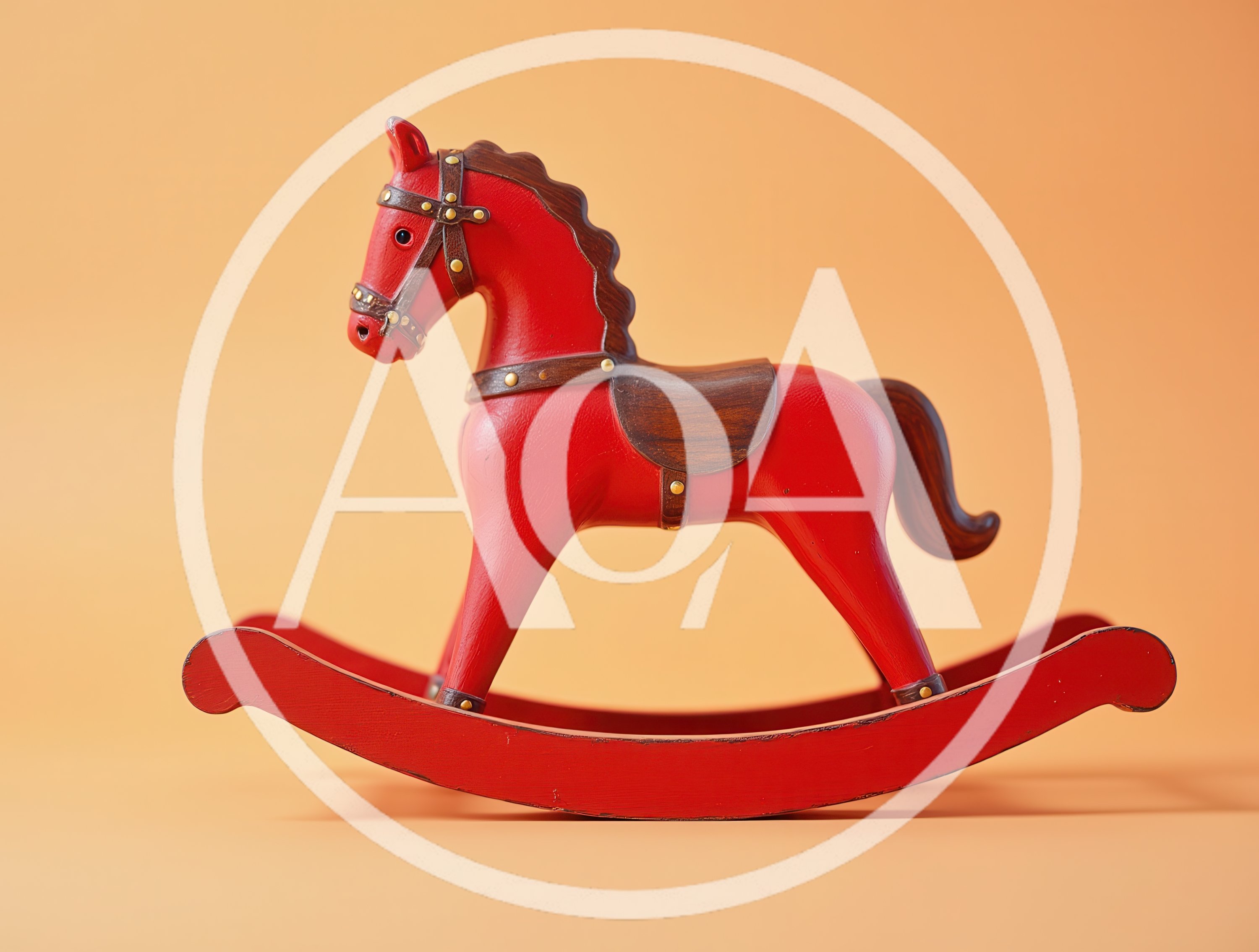 Red Wooden Rocking Horse Toy