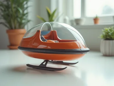 Miniature Orange Retro Futuristic Bubble Pod Vehicle