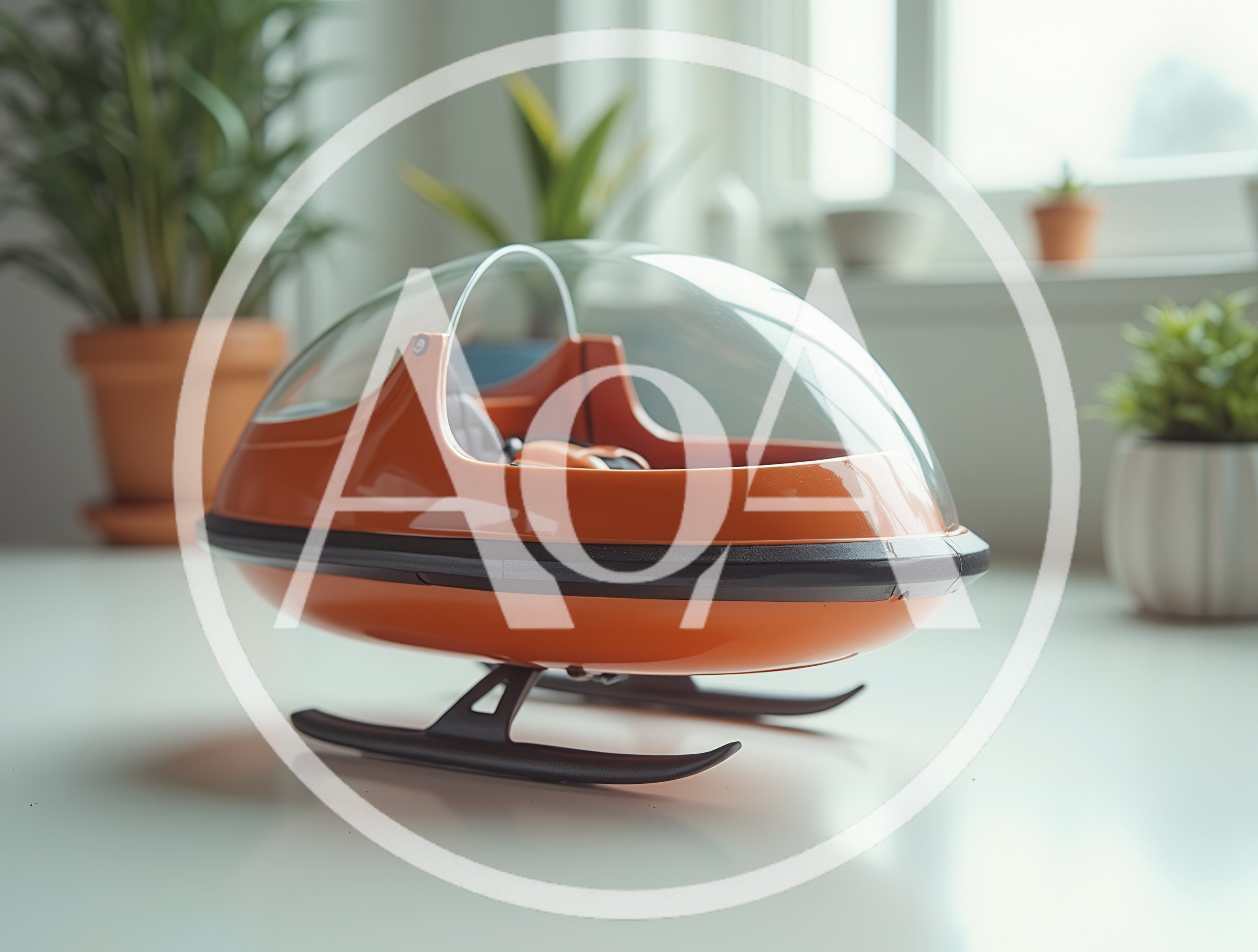 Miniature Orange Retro Futuristic Bubble Pod Vehicle