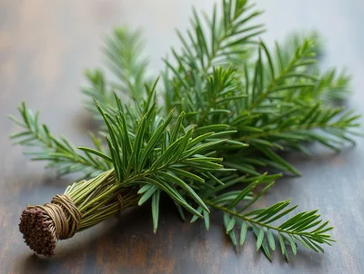 Bundle Of Fresh Yew Tree Branches
