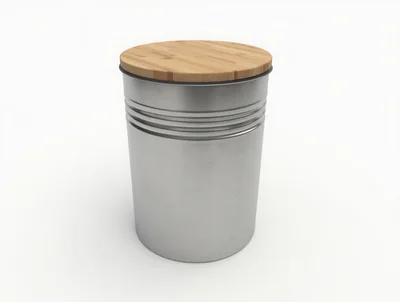 Metal Storage Canister With Wooden Lid