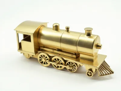 Golden Brass Toy Steam Locomotive Train Model