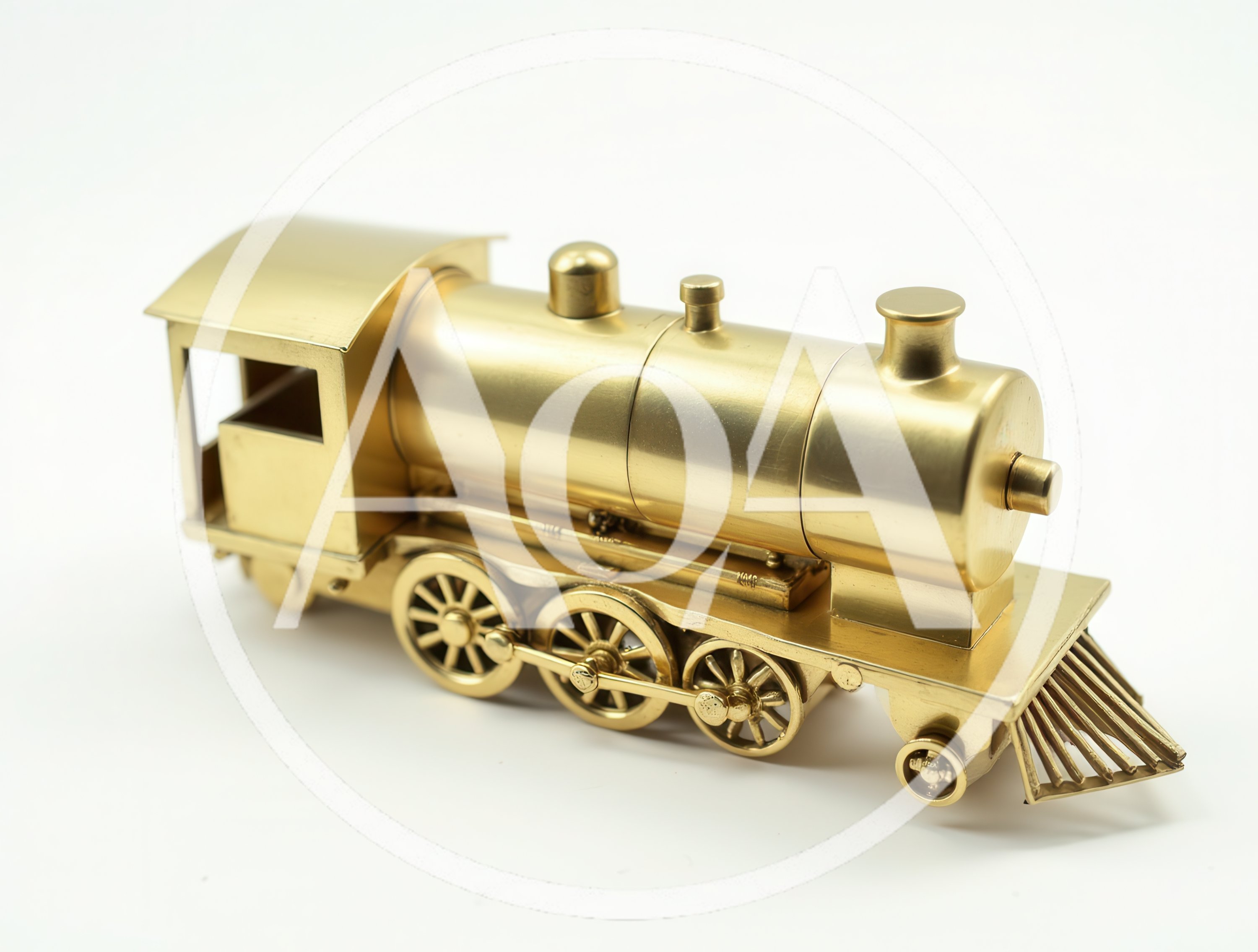 Golden Brass Toy Steam Locomotive Train Model