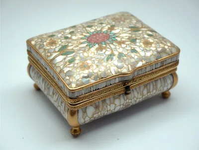 Ornate Mother of Pearl Inlaid Jewelry Box