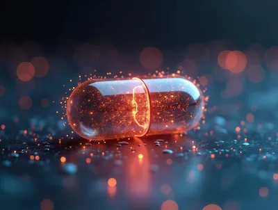 Glowing Futuristic Medical Capsule With Particle Effects