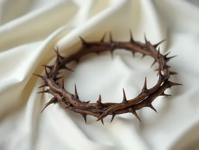 Crown Of Thorns Resting On White Fabric