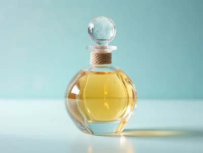 Elegant Glass Perfume Bottle With Golden Liquid