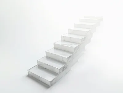 Floating Marble Staircase On White Background