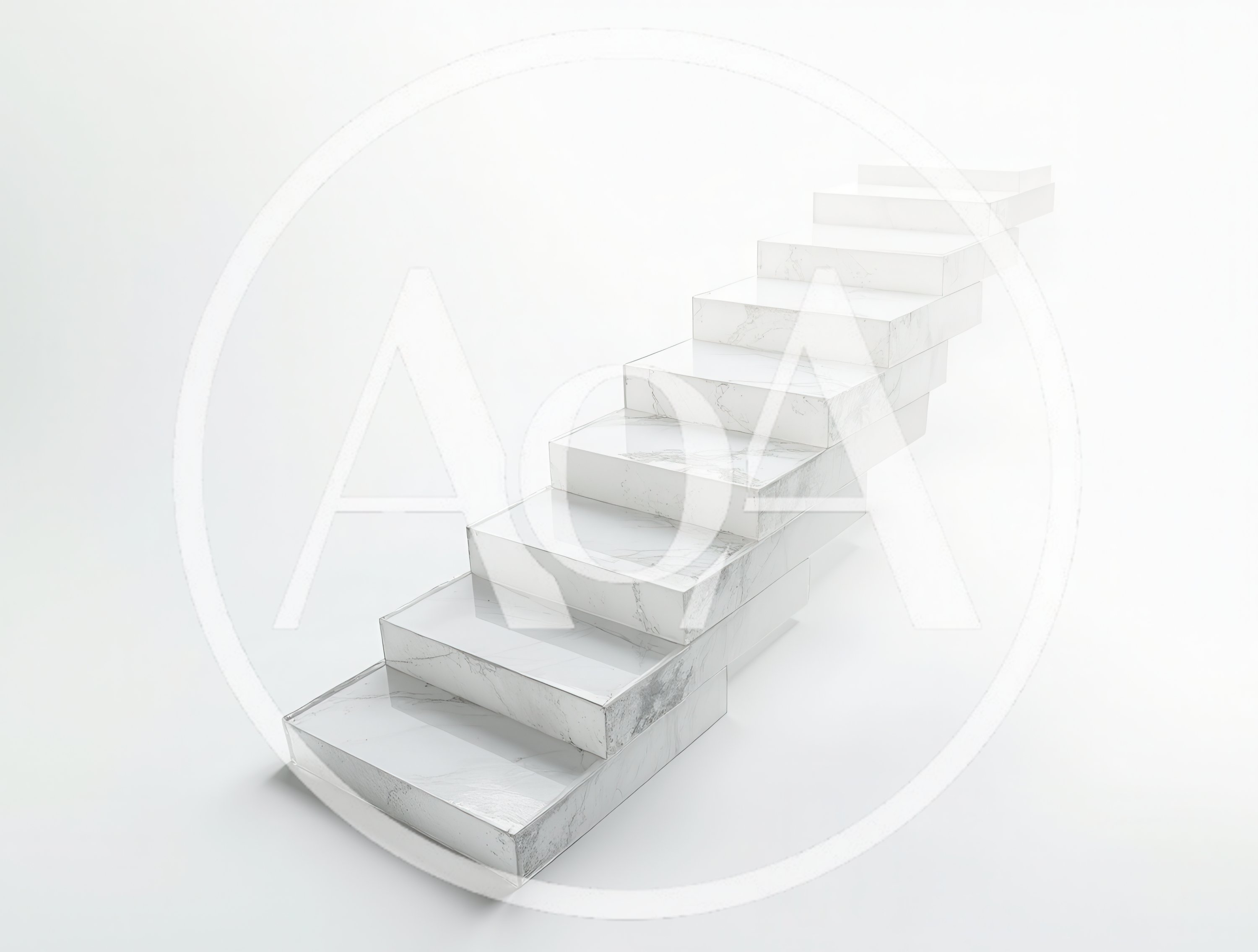 Floating Marble Staircase On White Background