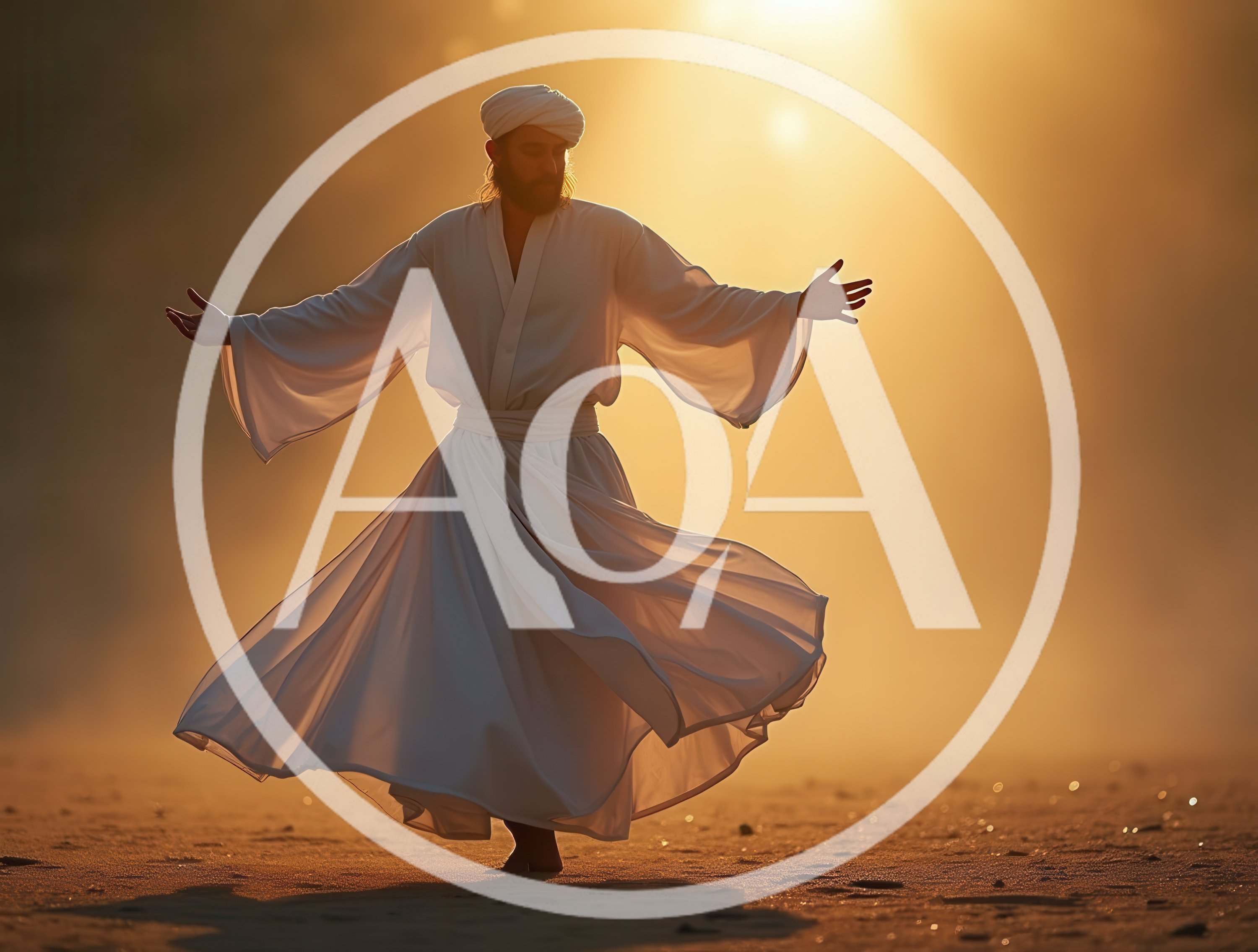 Sufi Dervish Performing Traditional Whirling Dance At Sunset