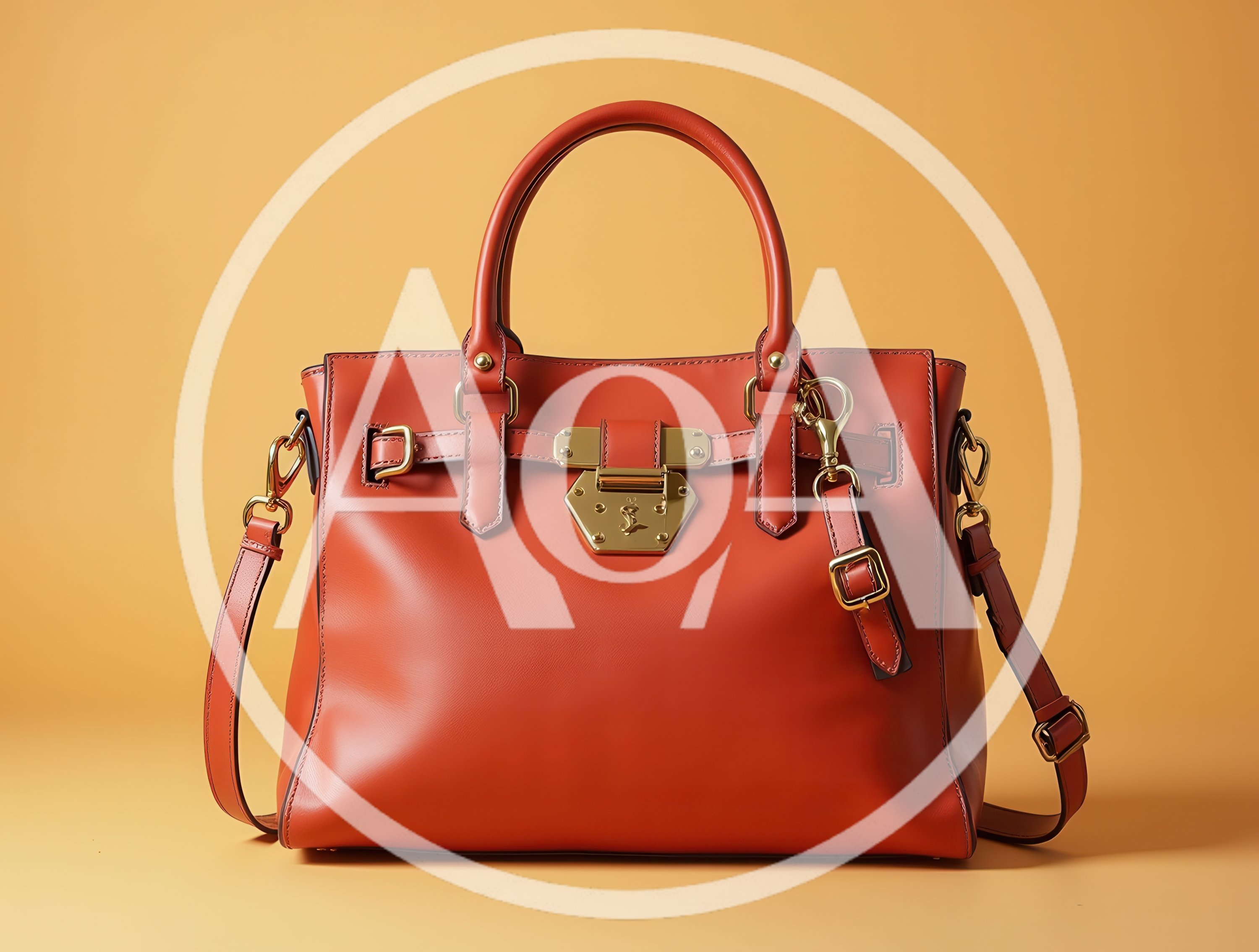 Elegant Red Leather Handbag on Solid Background