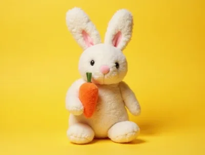 Plush White Easter Bunny Holding An Orange Carrot