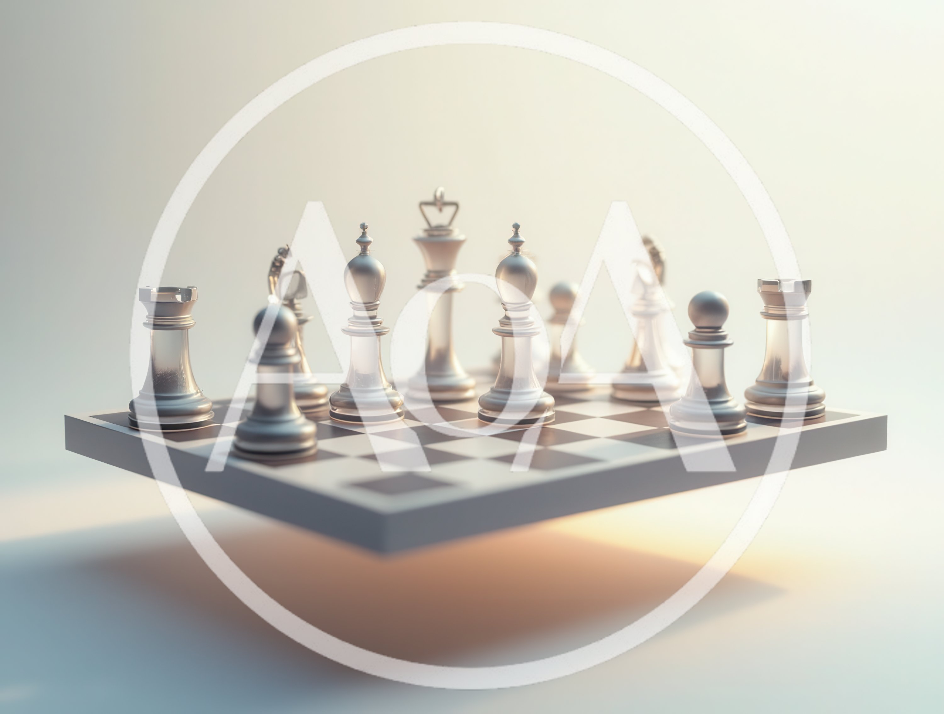 Floating Glass Chessboard With Silver Pieces