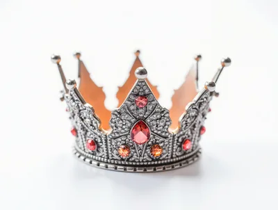 Ornate Silver Crown With Red Gemstones