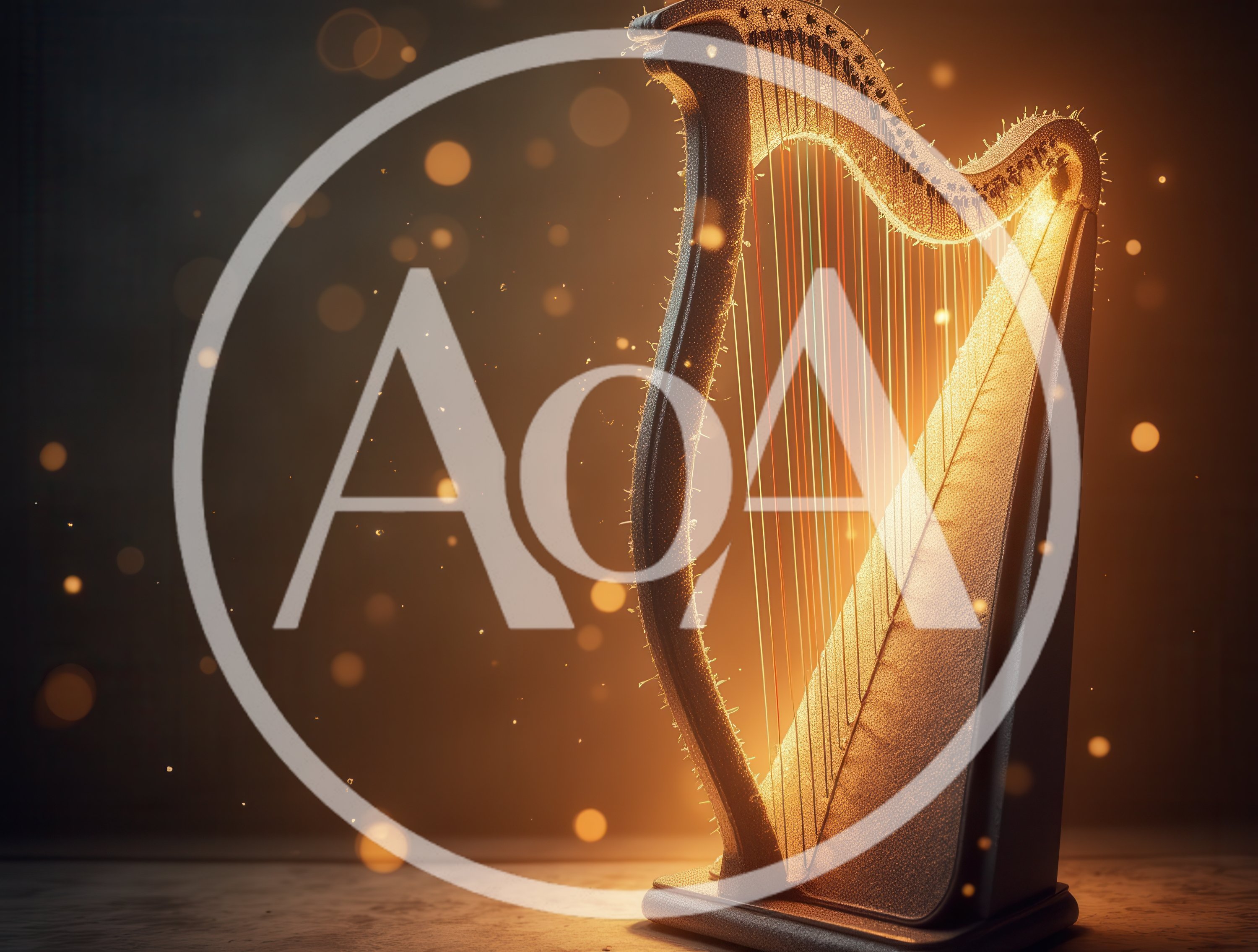 Elegant Golden Harp Illuminated In A Dark Studio