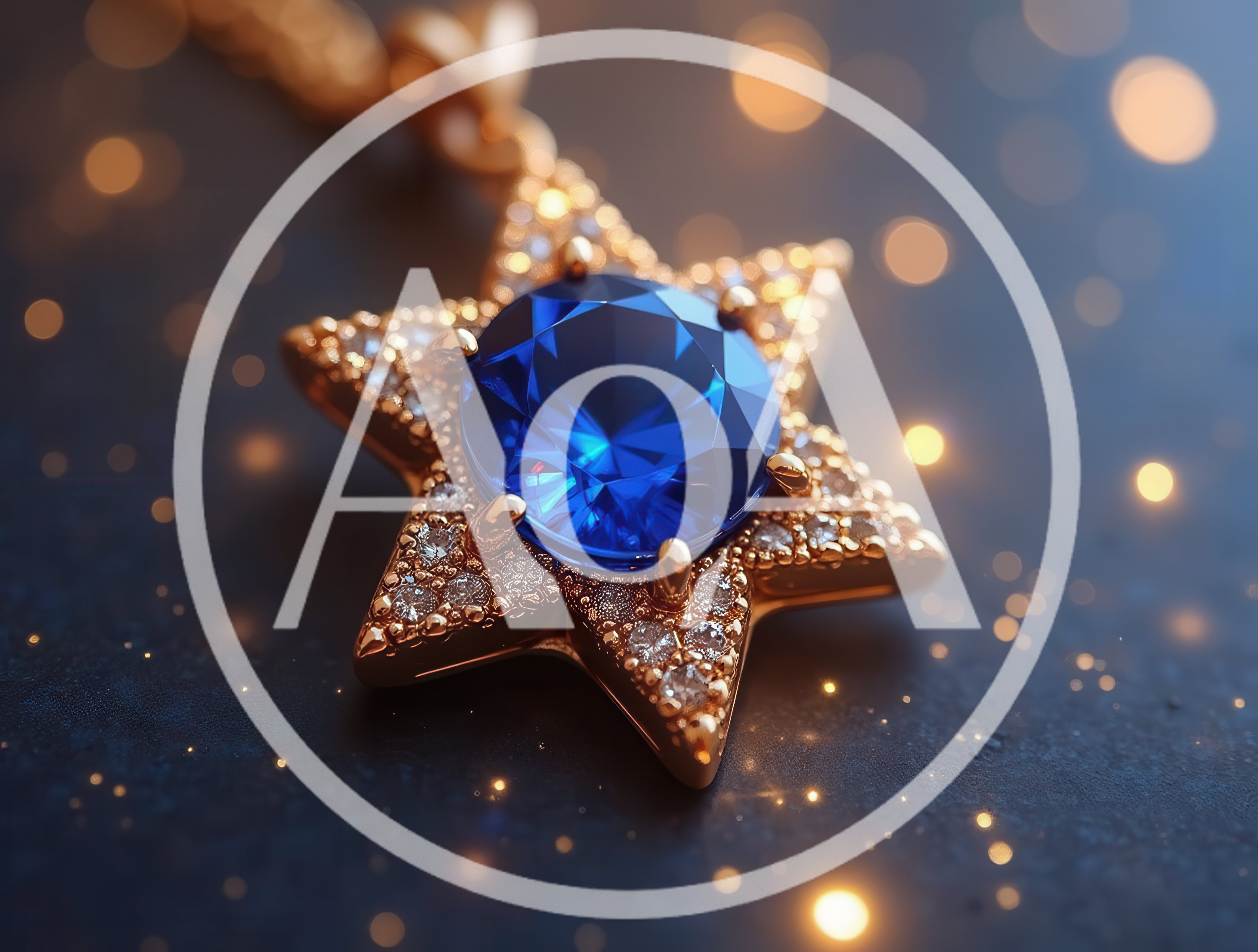 Gold Star Pendant With Blue Sapphire And Diamonds