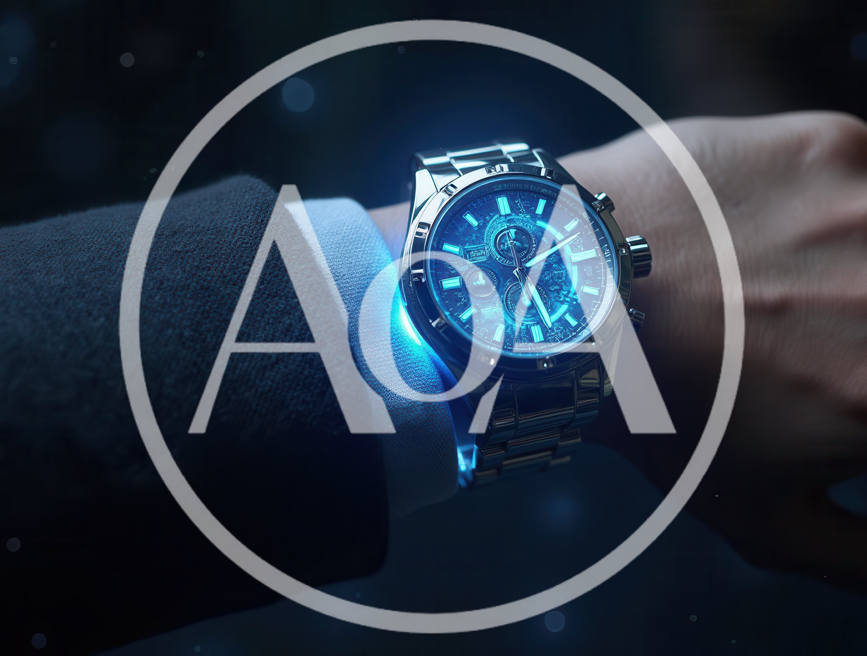 Close Up Of A Glowing Futuristic Wristwatch