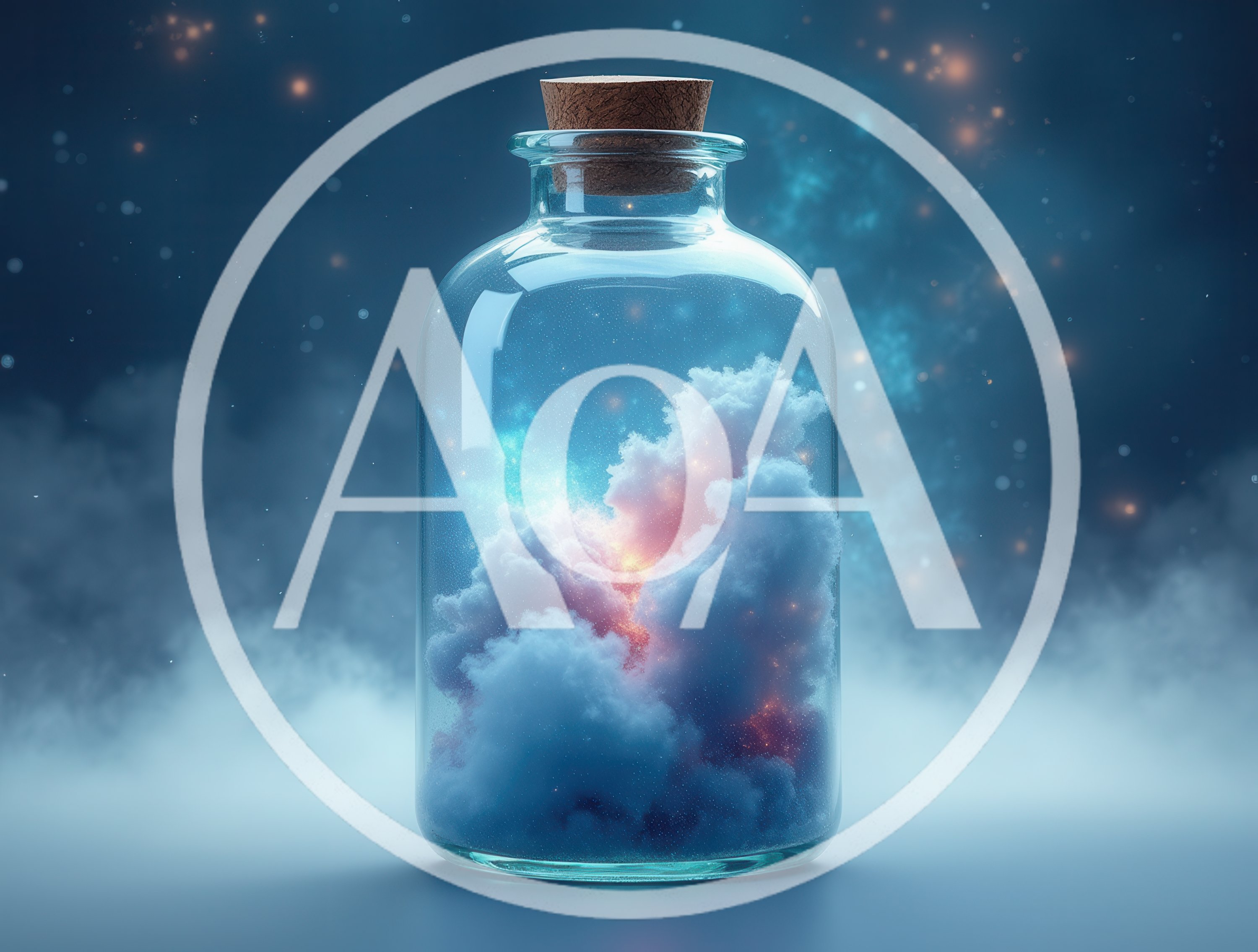 Glass Bottle Containing Glowing Nebula Clouds