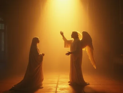 Angel Appearing To Mary In Golden Light