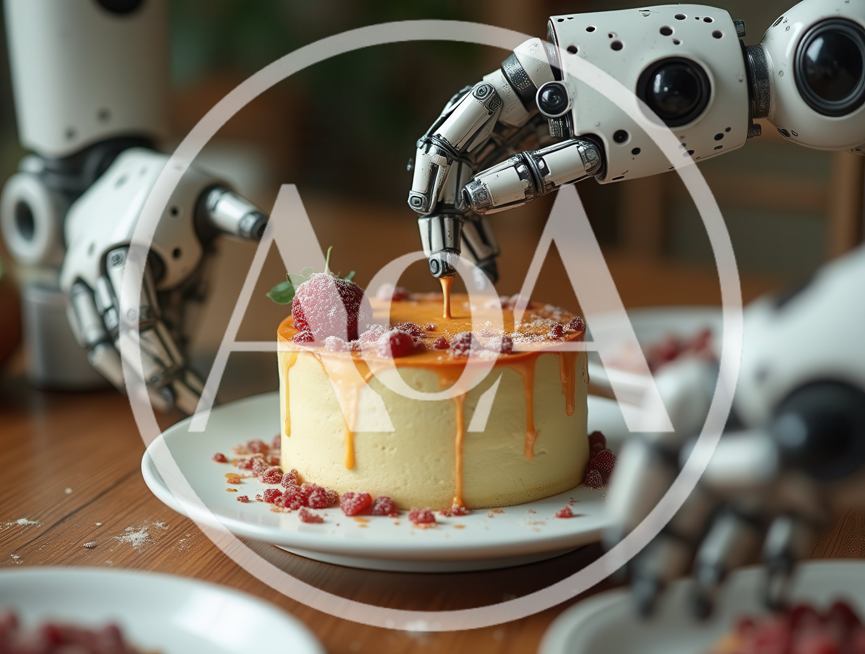 Robotic Hands Decorating A Gourmet Strawberry Cake