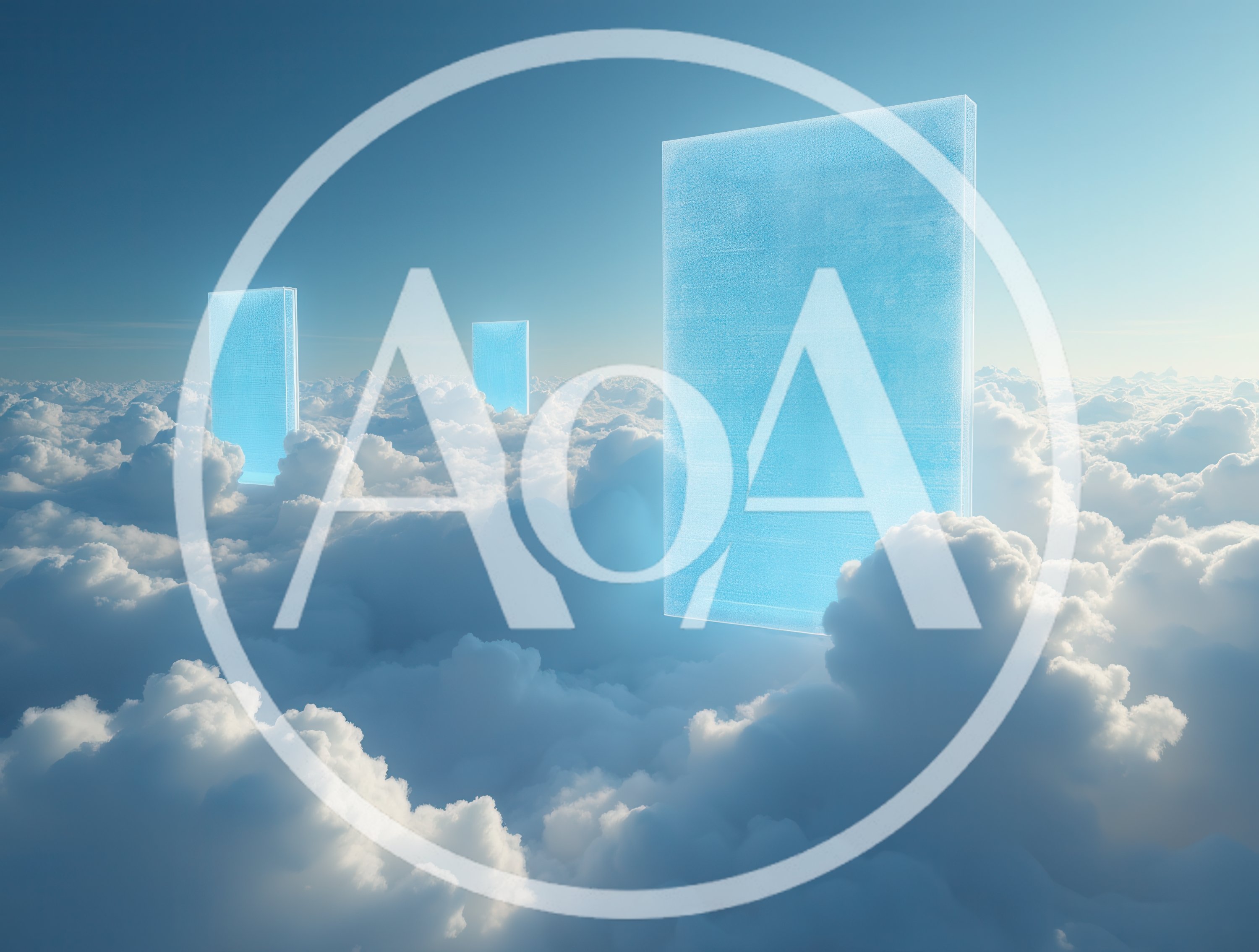 Three Glowing Rectangular Portals Floating Above Clouds