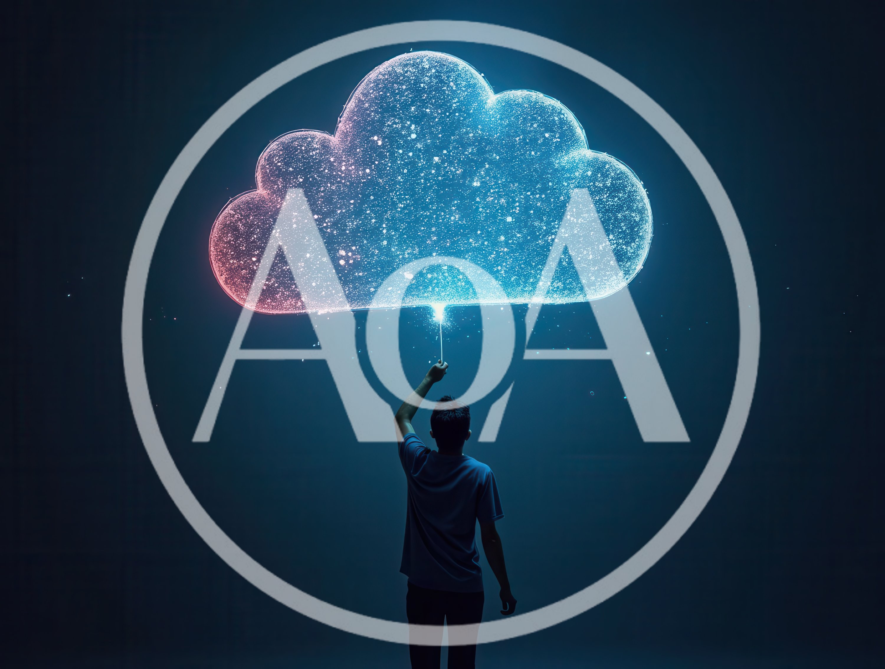 Person Holding A Glowing Digital Cloud Symbol