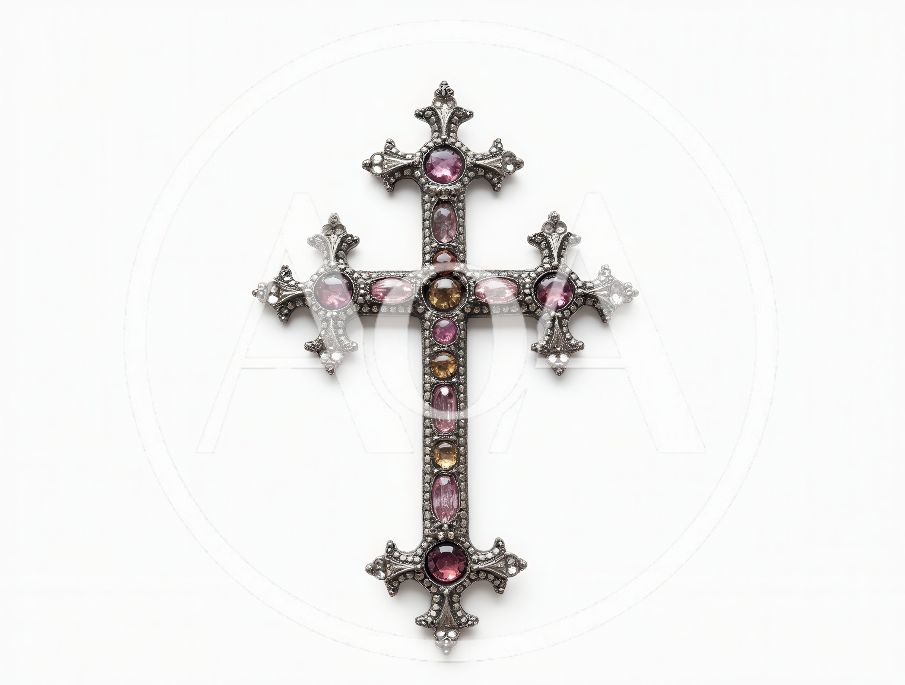 Ornate Antique Style Jeweled Cross Pendant