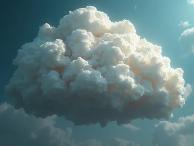 Large Fluffy White Cumulus Cloud In Blue Sky